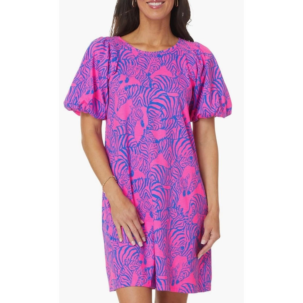 NWOT Lilly Pulitzer Women's Rosen Dress Passion Fruit‎ Pink Wild Nights Zebra L